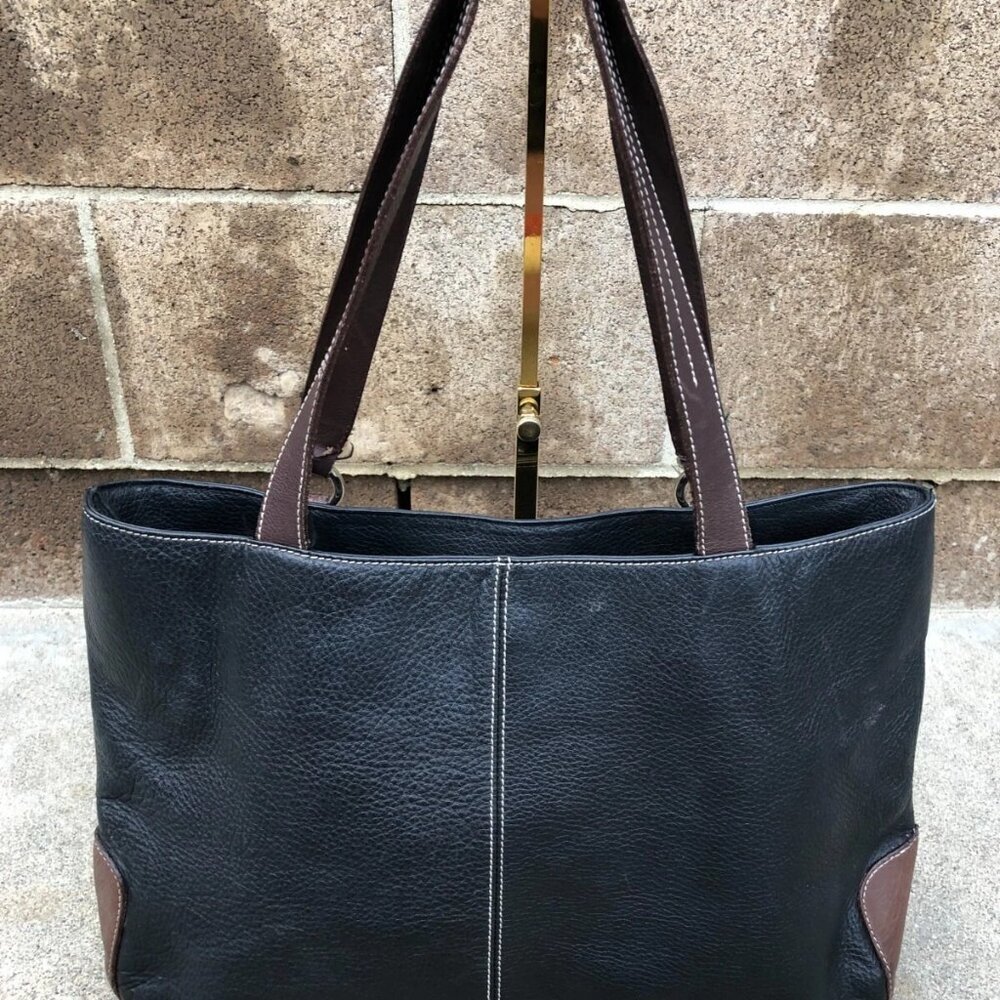 PUNTOTRES Shoulder Tote Bag Purse Women's Black Leather Designer​